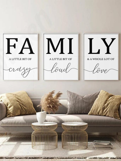 3 Pcs Nordic Style Family Love Wall Art Poster - Canvas Print - 3 Sizes No Frame