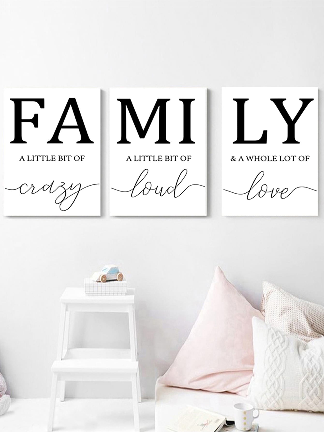 3 Pcs Nordic Style Family Love Wall Art Poster - Canvas Print - 3 Sizes No Frame