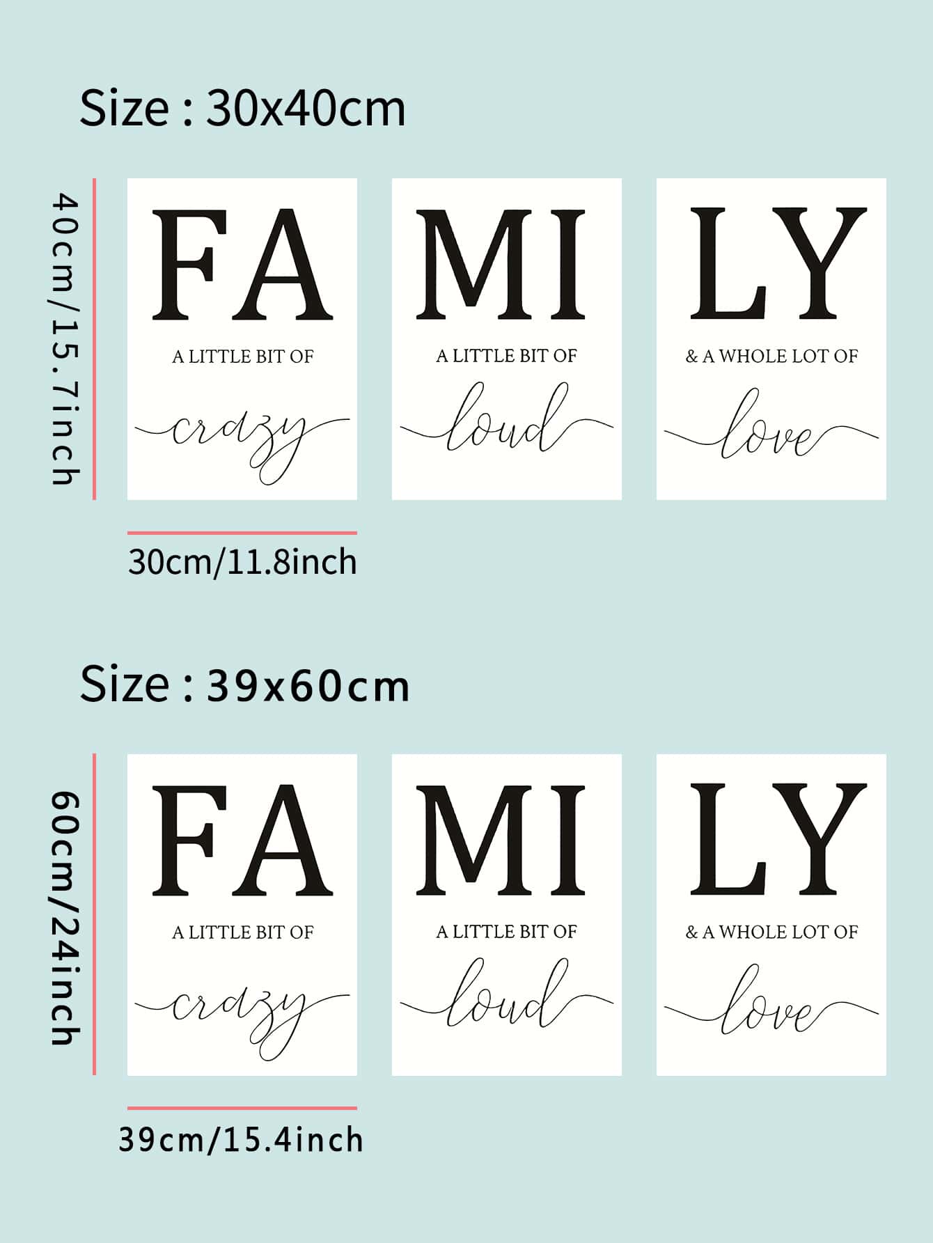 3 Pcs Nordic Style Family Love Wall Art Poster - Canvas Print - 3 Sizes No Frame