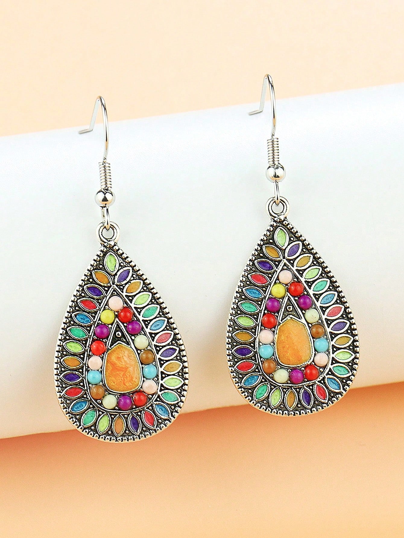 1pair Bohemian Water Drop Dangle Earrings