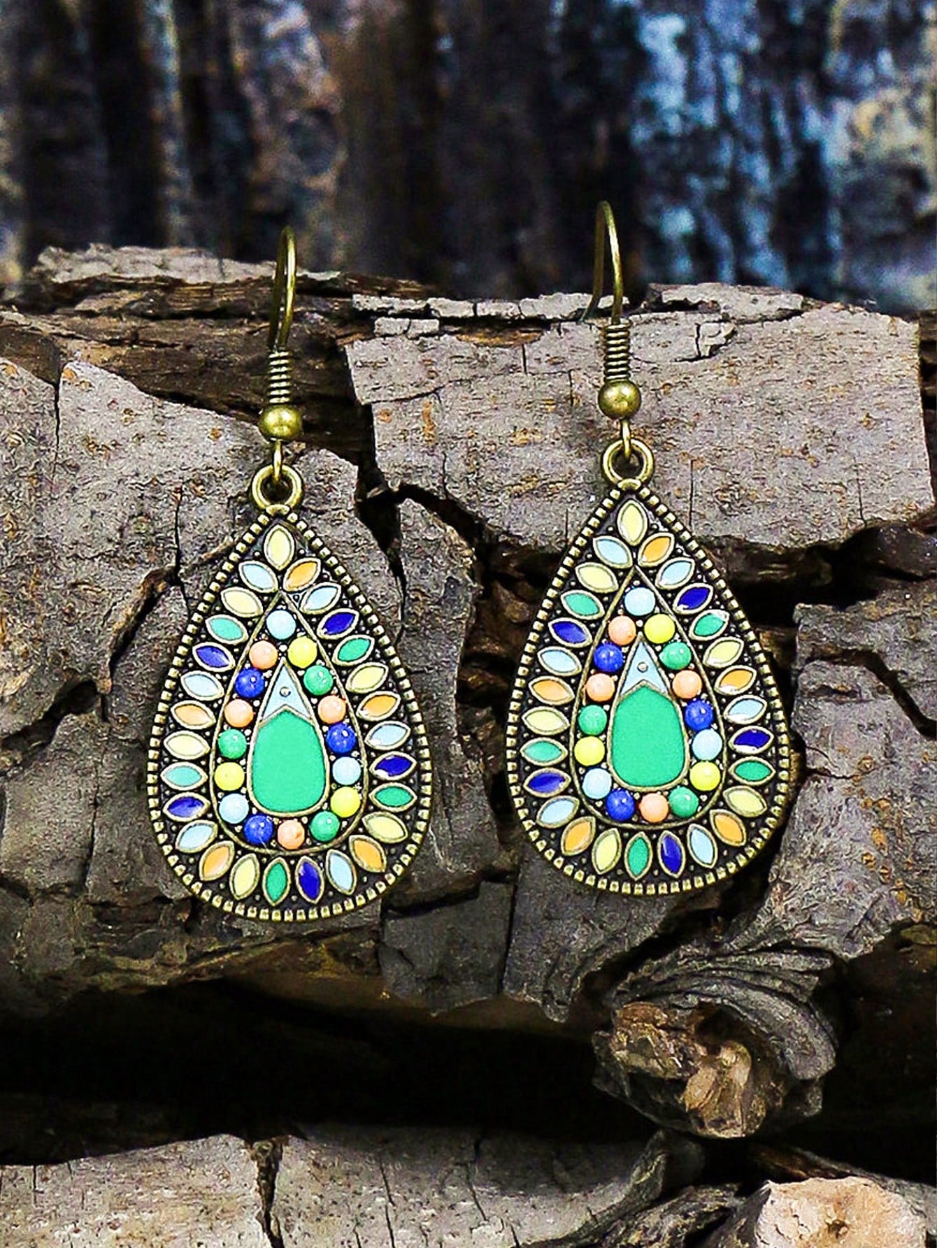 1pair Bohemian Water Drop Dangle Earrings