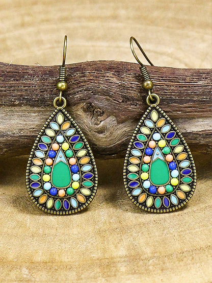 1pair Bohemian Water Drop Dangle Earrings