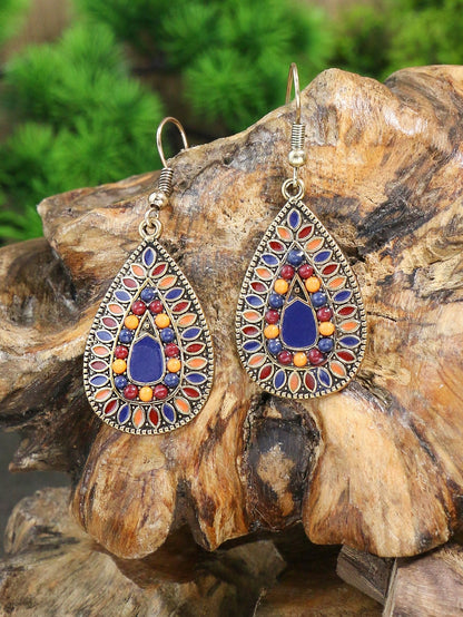 1pair Bohemian Water Drop Dangle Earrings