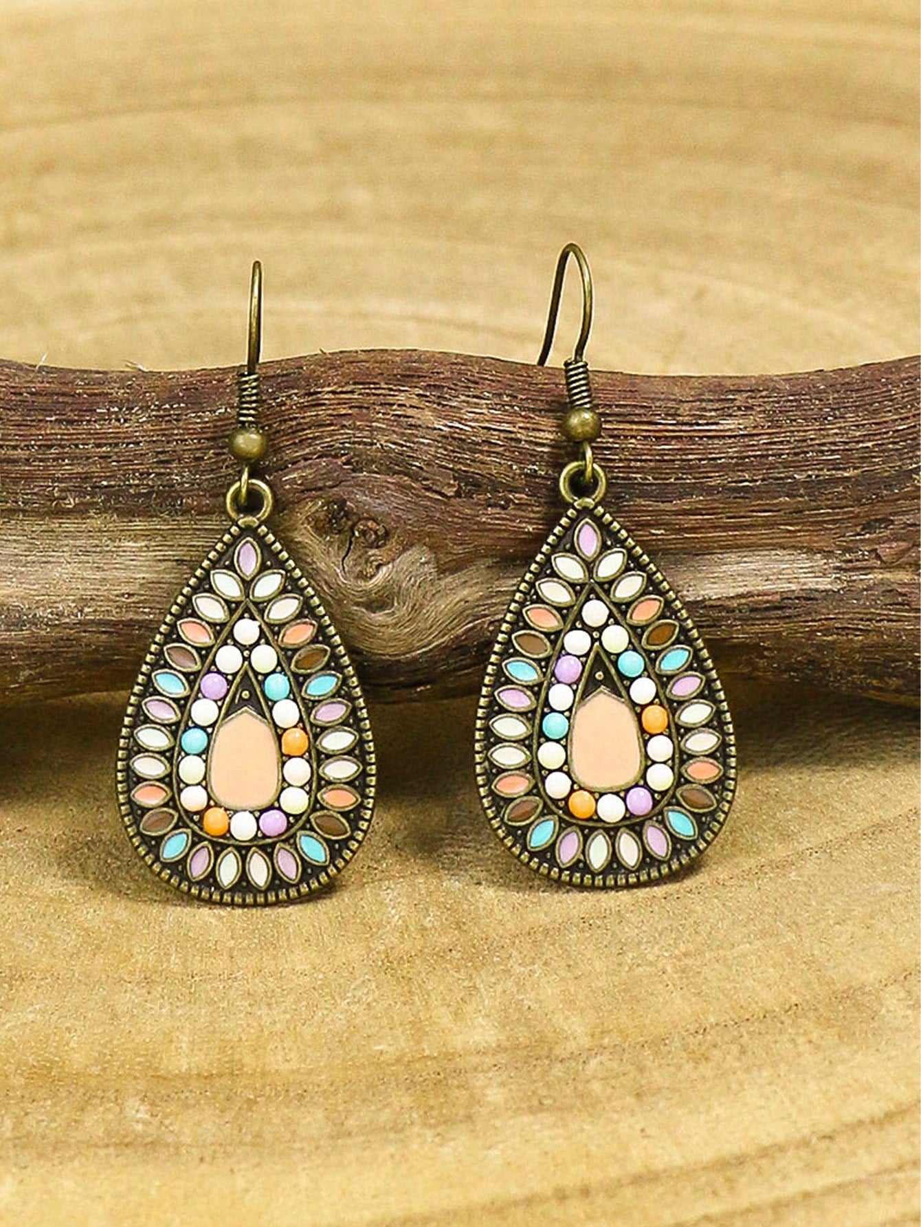 1pair Bohemian Water Drop Dangle Earrings