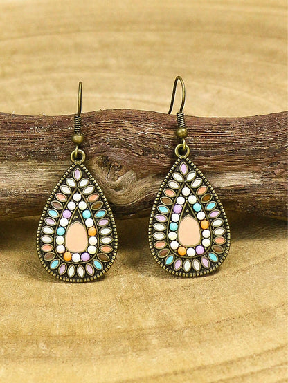 1pair Bohemian Water Drop Dangle Earrings