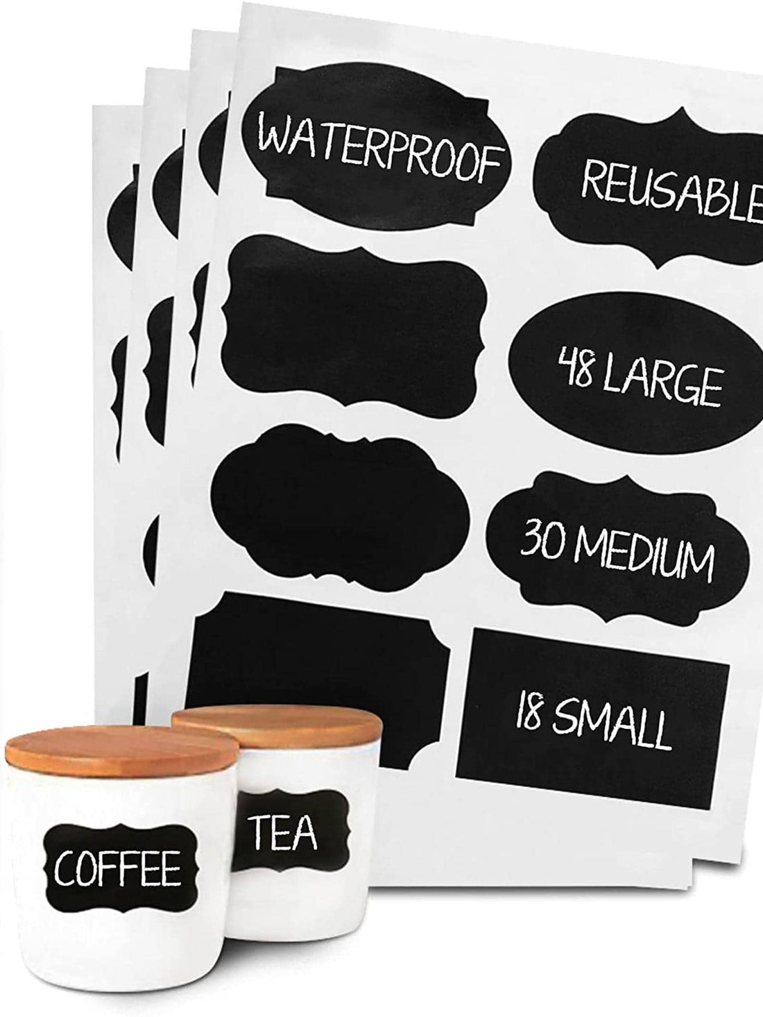 40pcs - Simple Black Letter Graphic Wall Sticker - Washable PVC Waterproof Food Sticker For Home