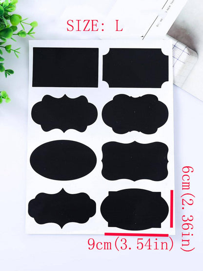 40pcs - Simple Black Letter Graphic Wall Sticker - Washable PVC Waterproof Food Sticker For Home