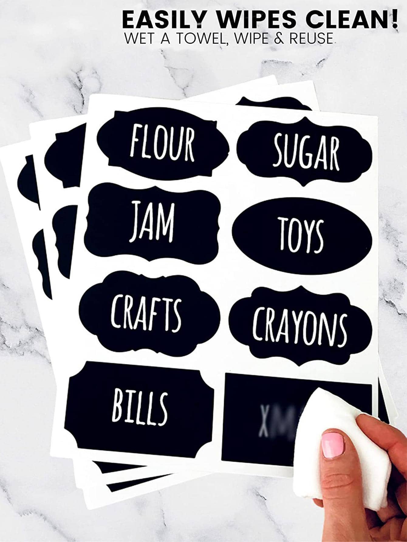 40pcs - Simple Black Letter Graphic Wall Sticker - Washable PVC Waterproof Food Sticker For Home