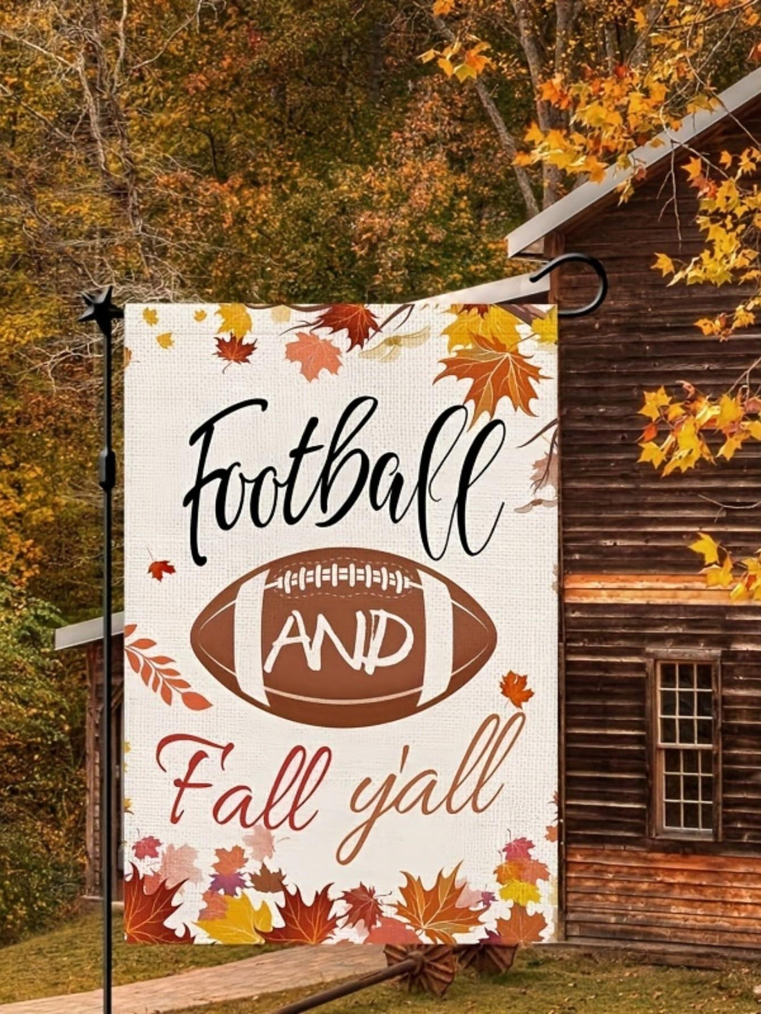 Football Maple Leaf Garden Flag For Fall Season