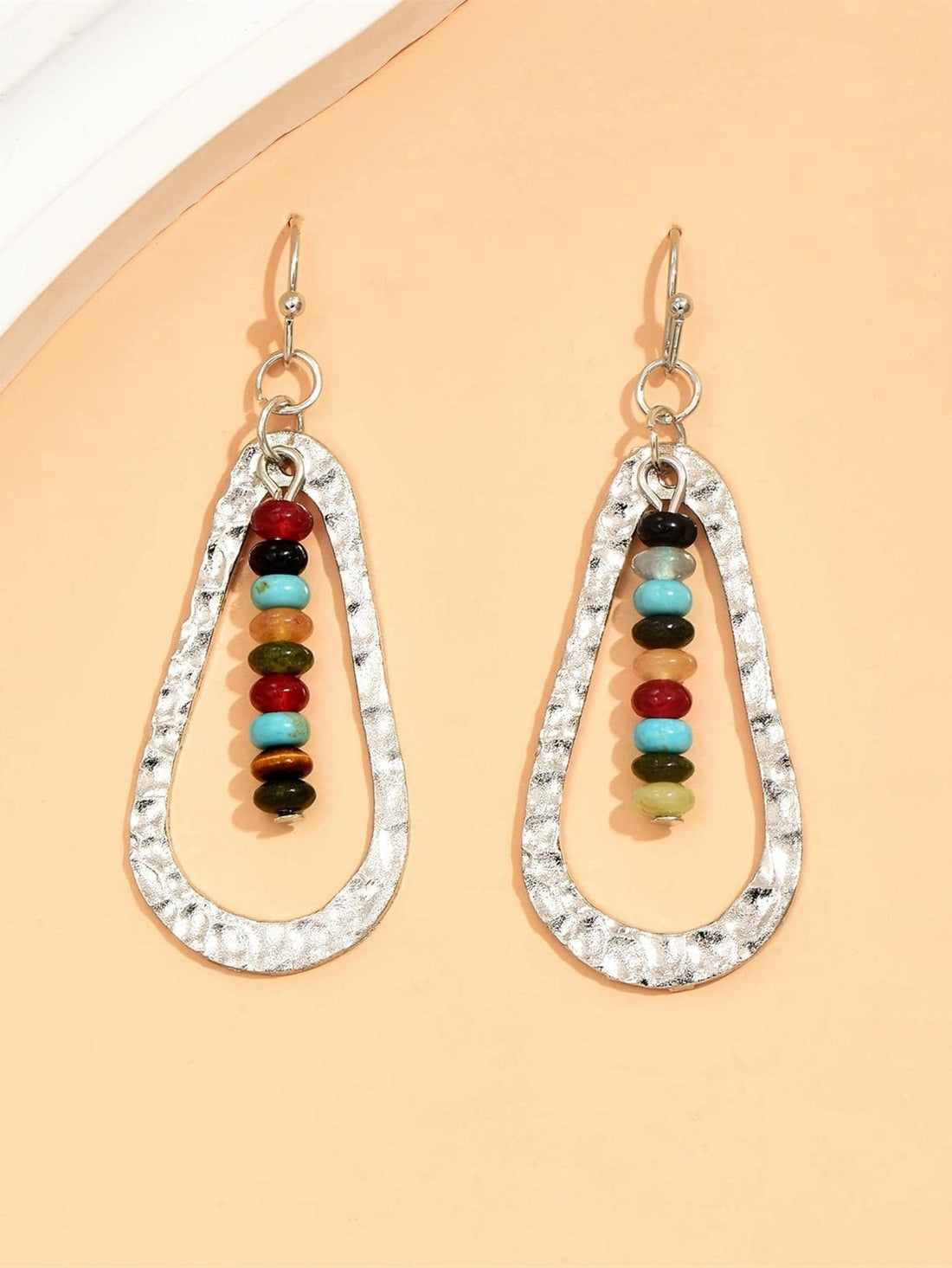 1pair Bohemian Zinc Alloy Bead Decor Water Drop Earrings