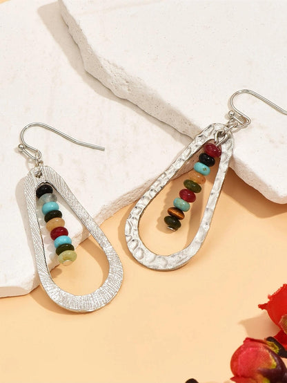 1pair Bohemian Zinc Alloy Bead Decor Water Drop Earrings