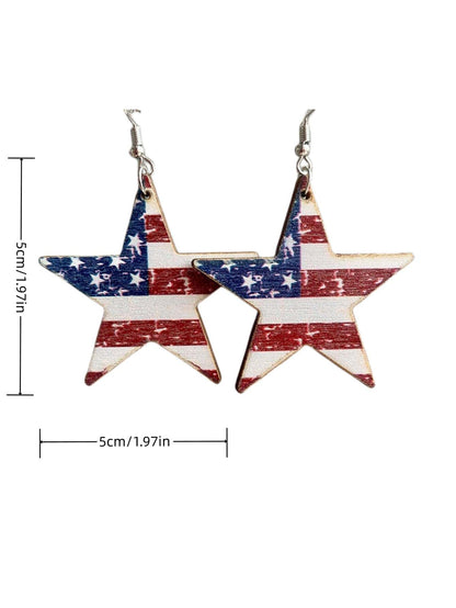 2pcs Star Shaped American Flag Earrings