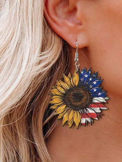 2pcs Star Shaped American Flag Earrings