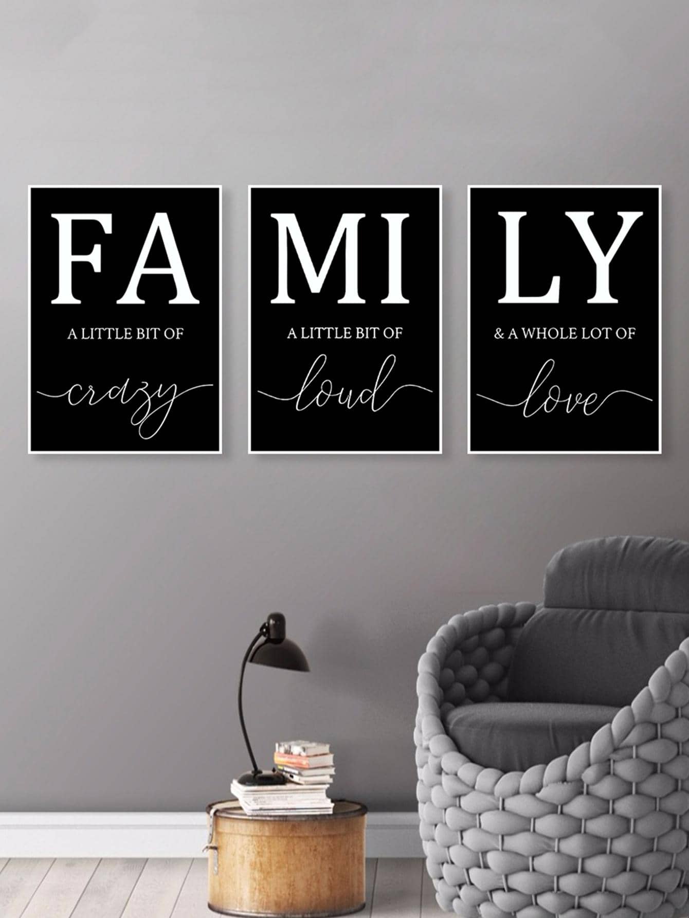 3 Pcs Nordic Style Family Love Wall Art Poster - Canvas Print - 3 Sizes No Frame