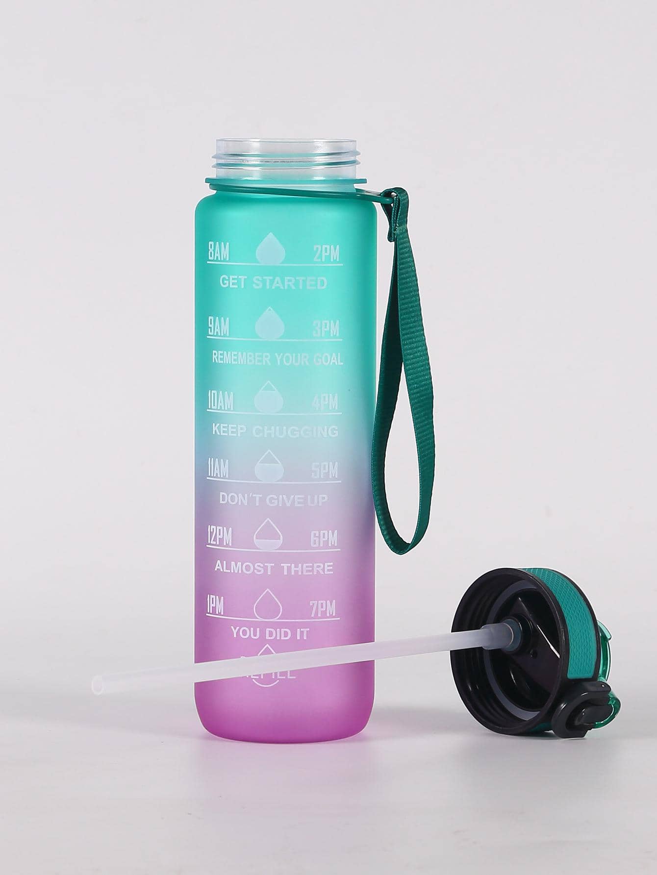 1pc Water Bottle, Modern Plastic Portable Drinking Bottle For Outdoor - Daily Water Intake Print