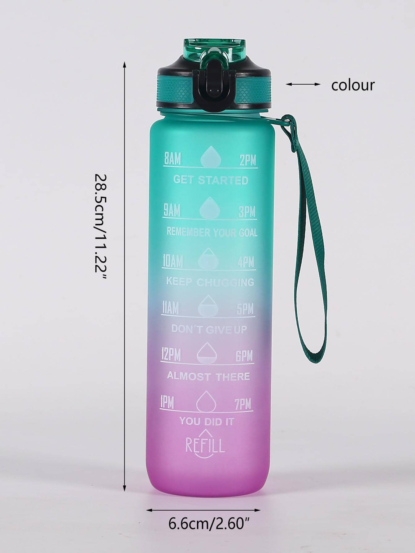 1pc Water Bottle, Modern Plastic Portable Drinking Bottle For Outdoor - Daily Water Intake Print