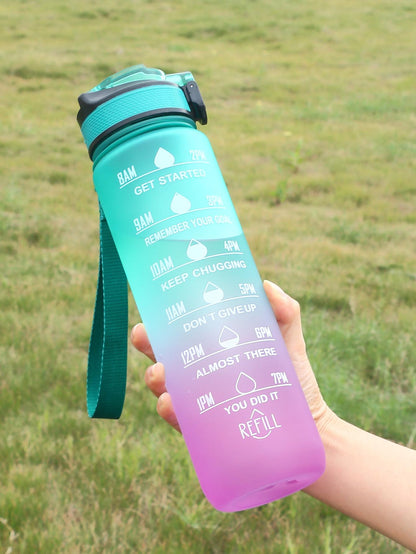 1pc Water Bottle, Modern Plastic Portable Drinking Bottle For Outdoor - Daily Water Intake Print