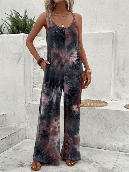 LUNE Tie Dye Wide Leg Cami Jumpsuit