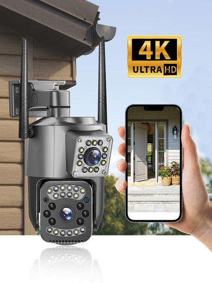 Reletech 1pc 4K PTZ Security Camera Outdoor Surveillance System  -  Waterproof, Two way audio