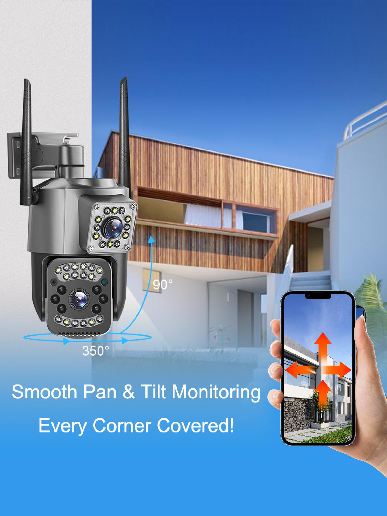 Reletech 1pc 4K PTZ Security Camera Outdoor Surveillance System  -  Waterproof, Two way audio