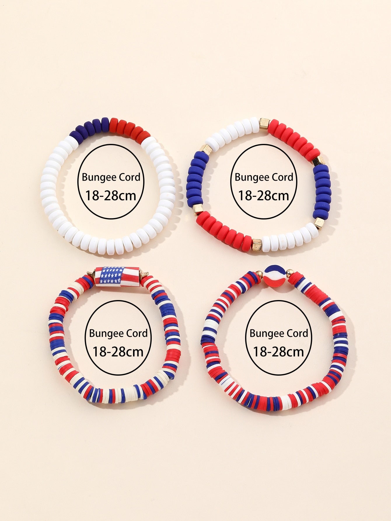 Americana USA Flag Color Beads Bracelet Set