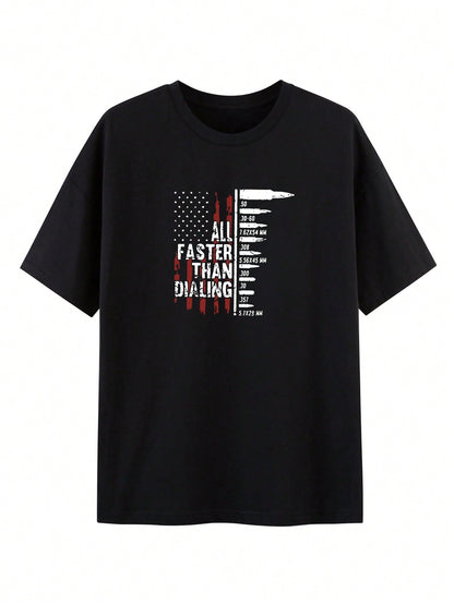 Men American Flag Slogan Graphic Tee