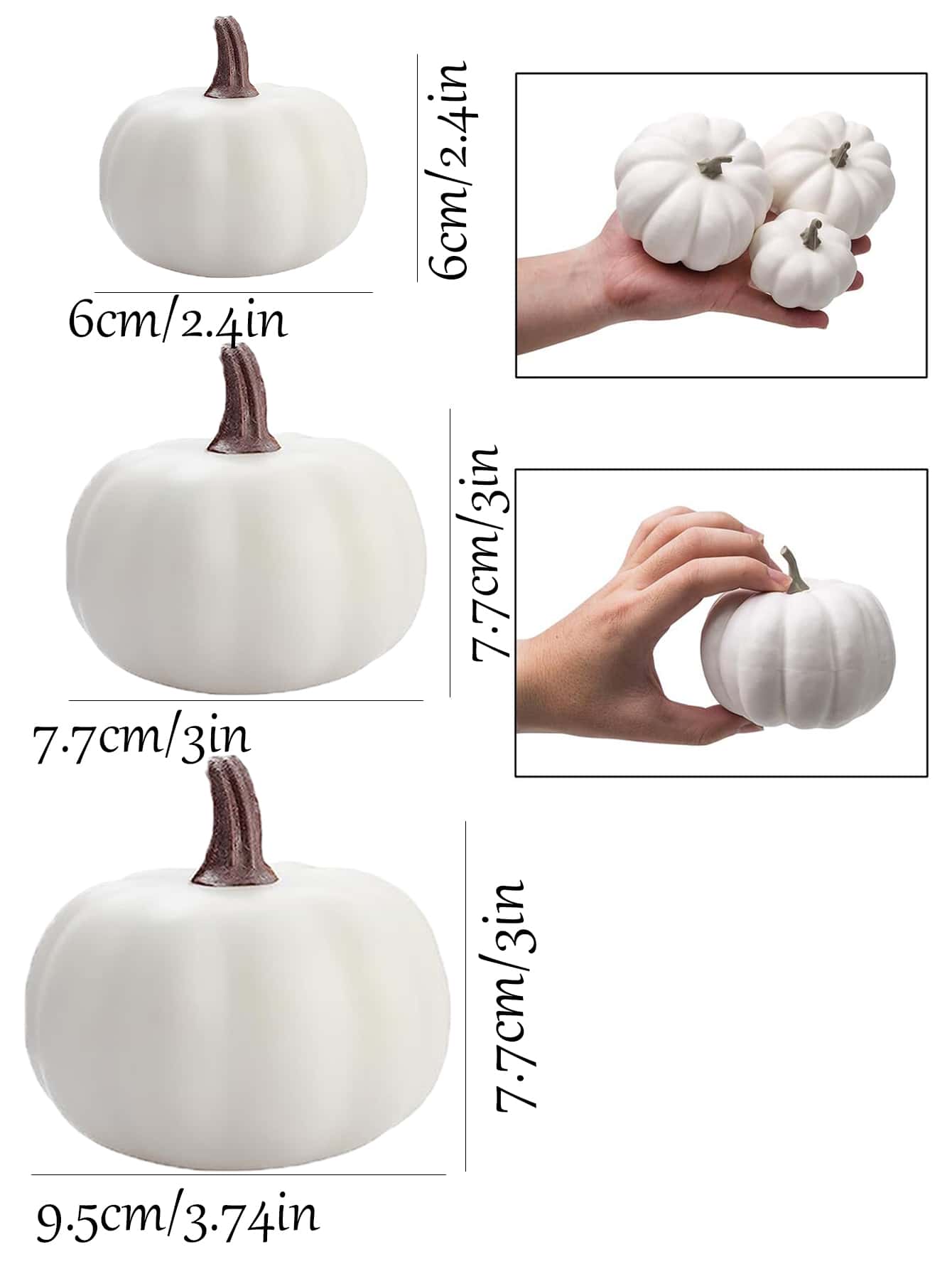 6 Pcs Mixed Assorted Sizes Artificial Pumpkins