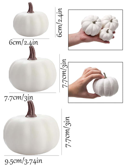 6 Pcs Mixed Assorted Sizes Artificial Pumpkins