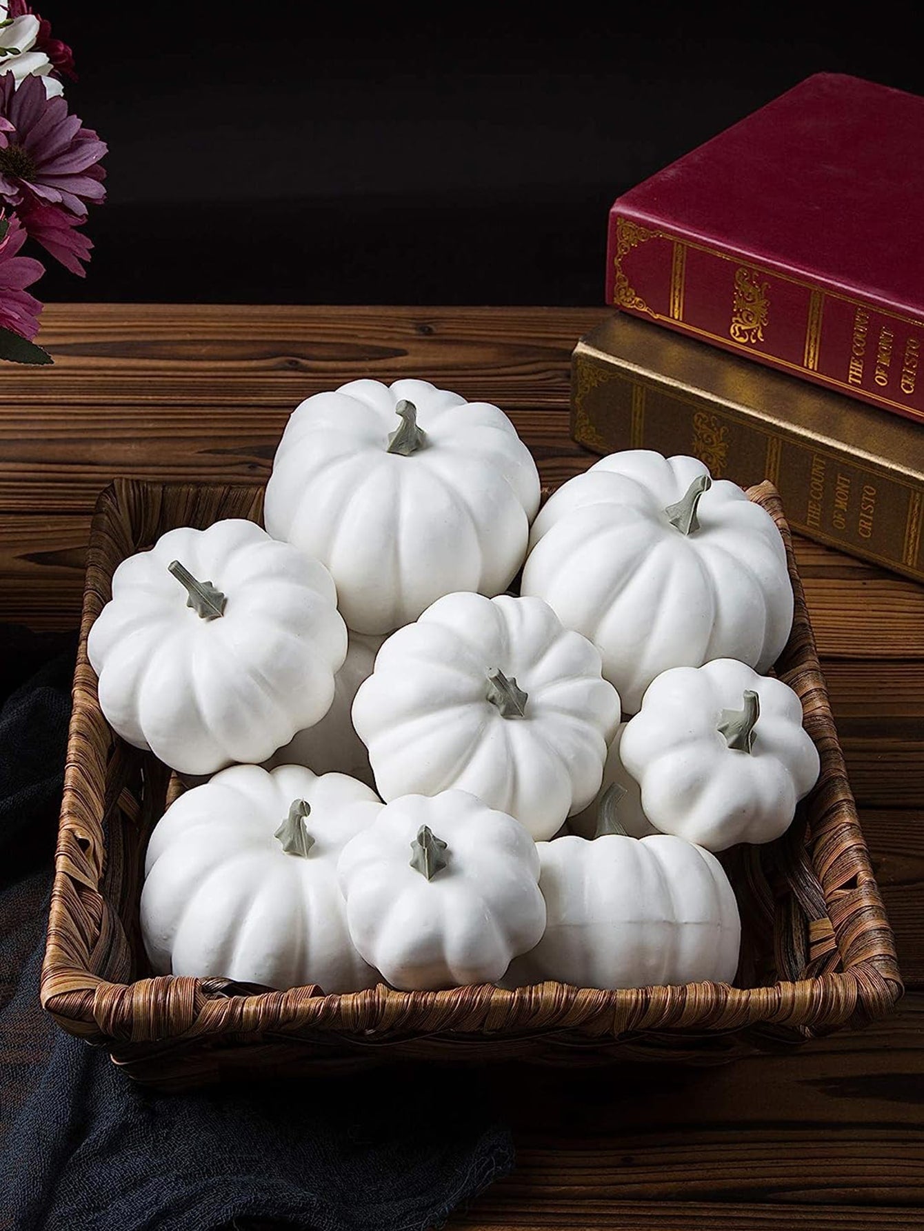 6 Pcs Mixed Assorted Sizes Artificial Pumpkins