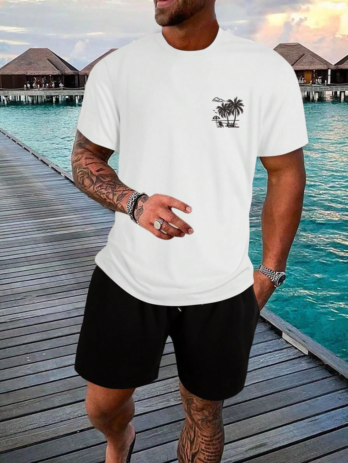 Manfinity RSRT Men Tropical Print Tee