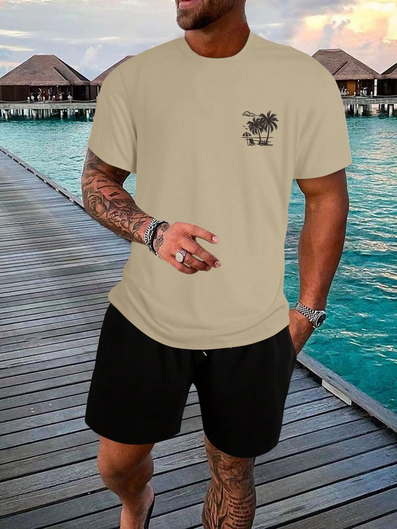 Manfinity RSRT Men Tropical Print Tee