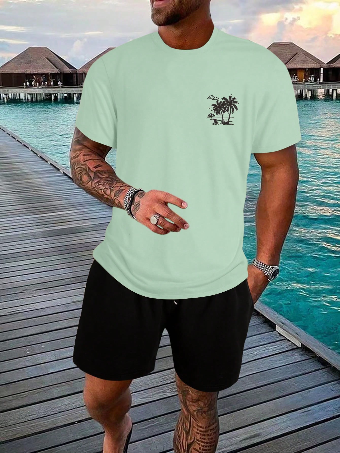 Manfinity RSRT Men Tropical Print Tee