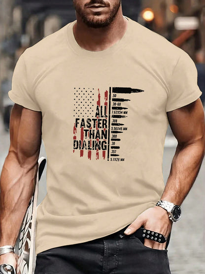 Men American Flag Slogan Graphic Tee