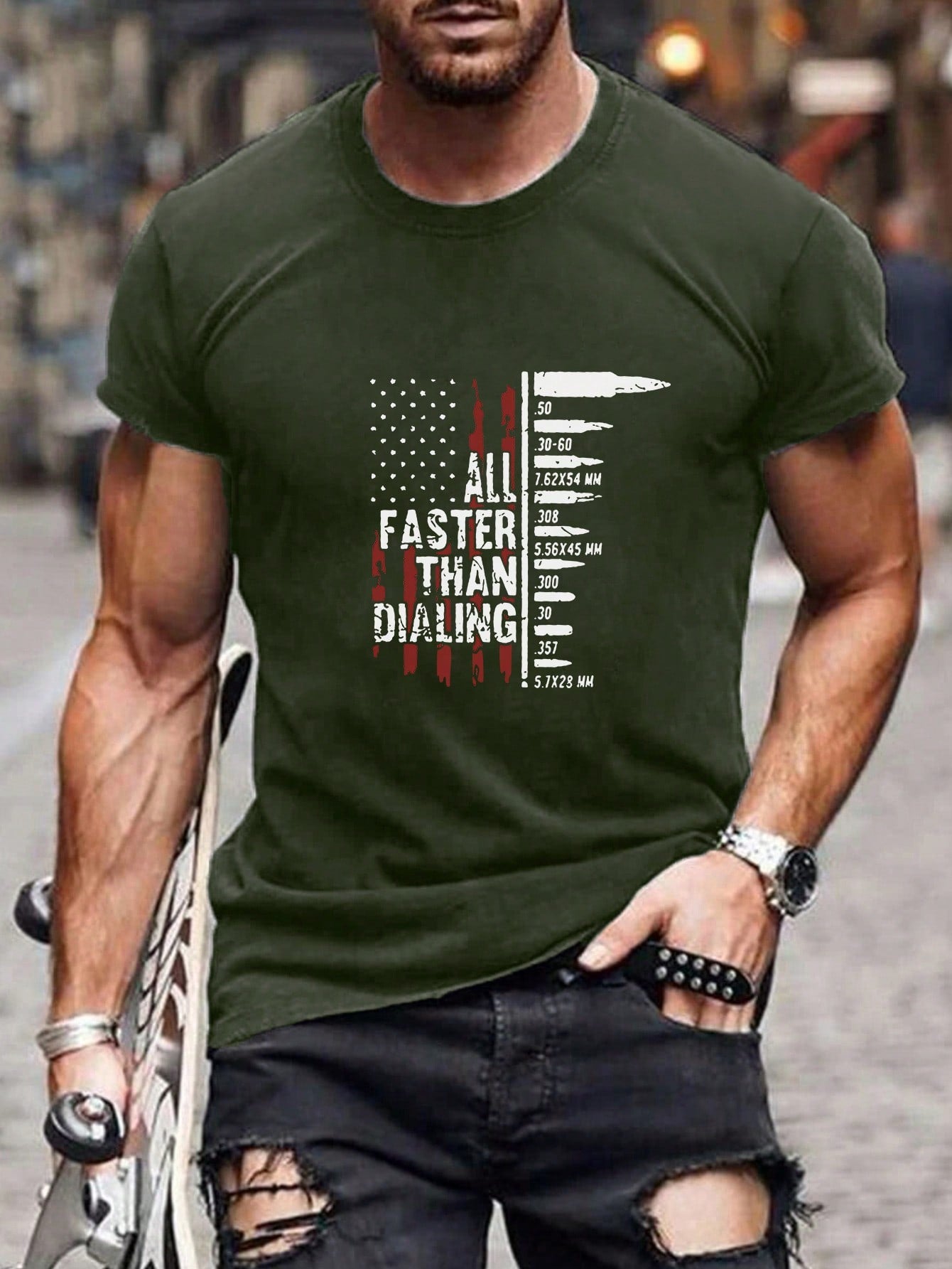 Men American Flag Slogan Graphic Tee