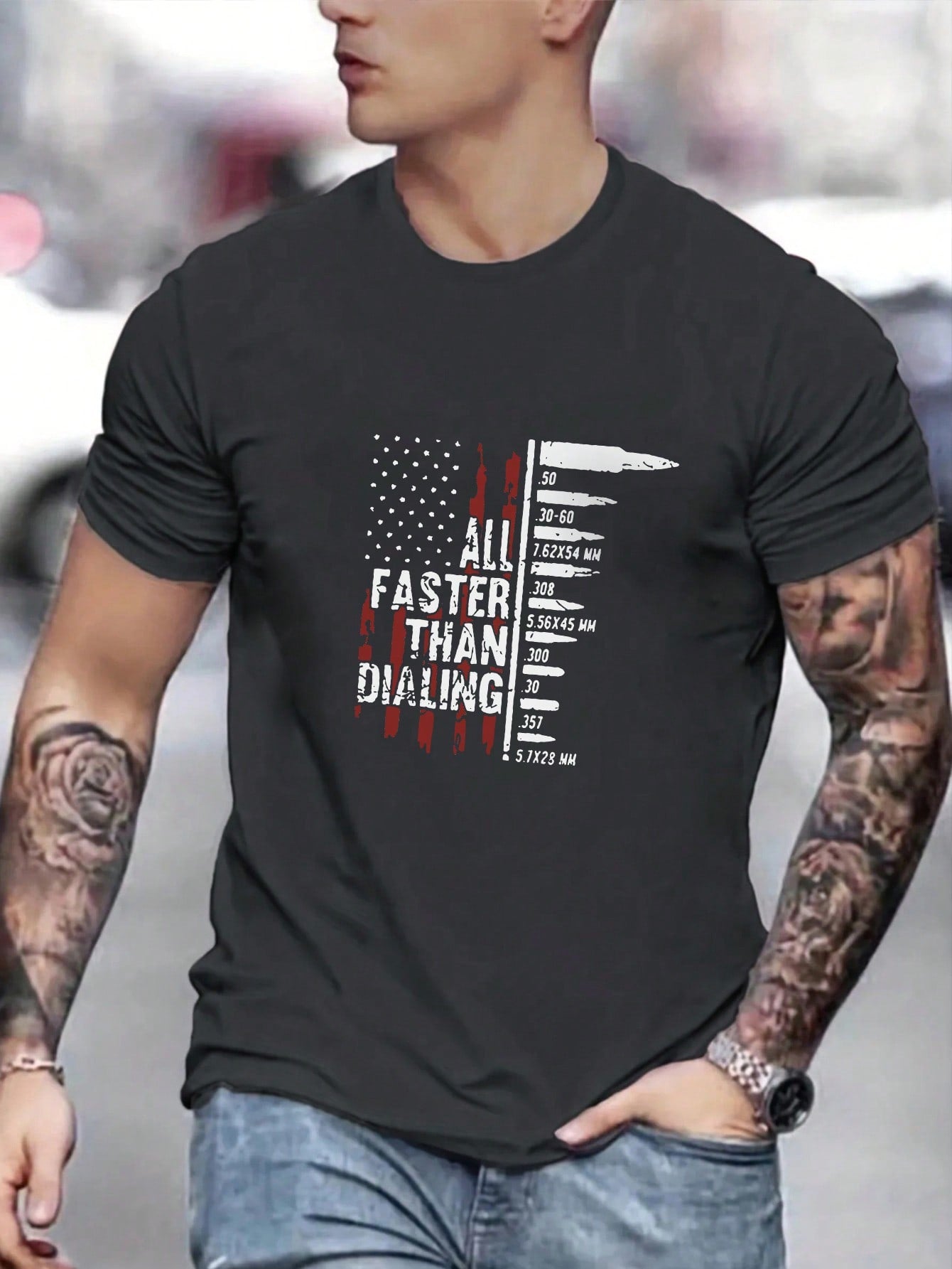 Men American Flag Slogan Graphic Tee