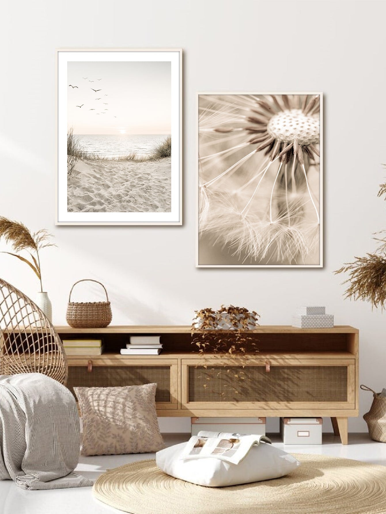 6 Pieces Beige Landscape Wall Art - Sea, Beach, Print