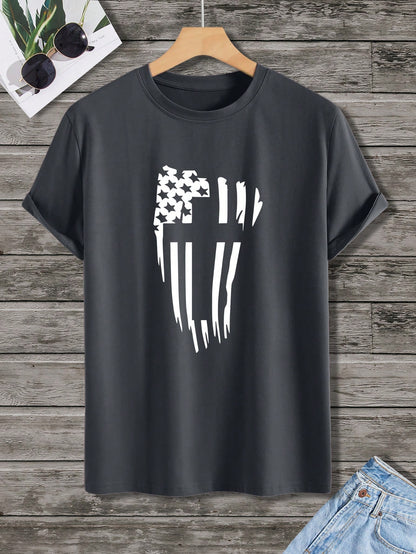 Mens American Flag Print Tee