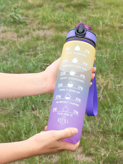 1pc Water Bottle, Modern Plastic Portable Drinking Bottle For Outdoor - Daily Water Intake Print