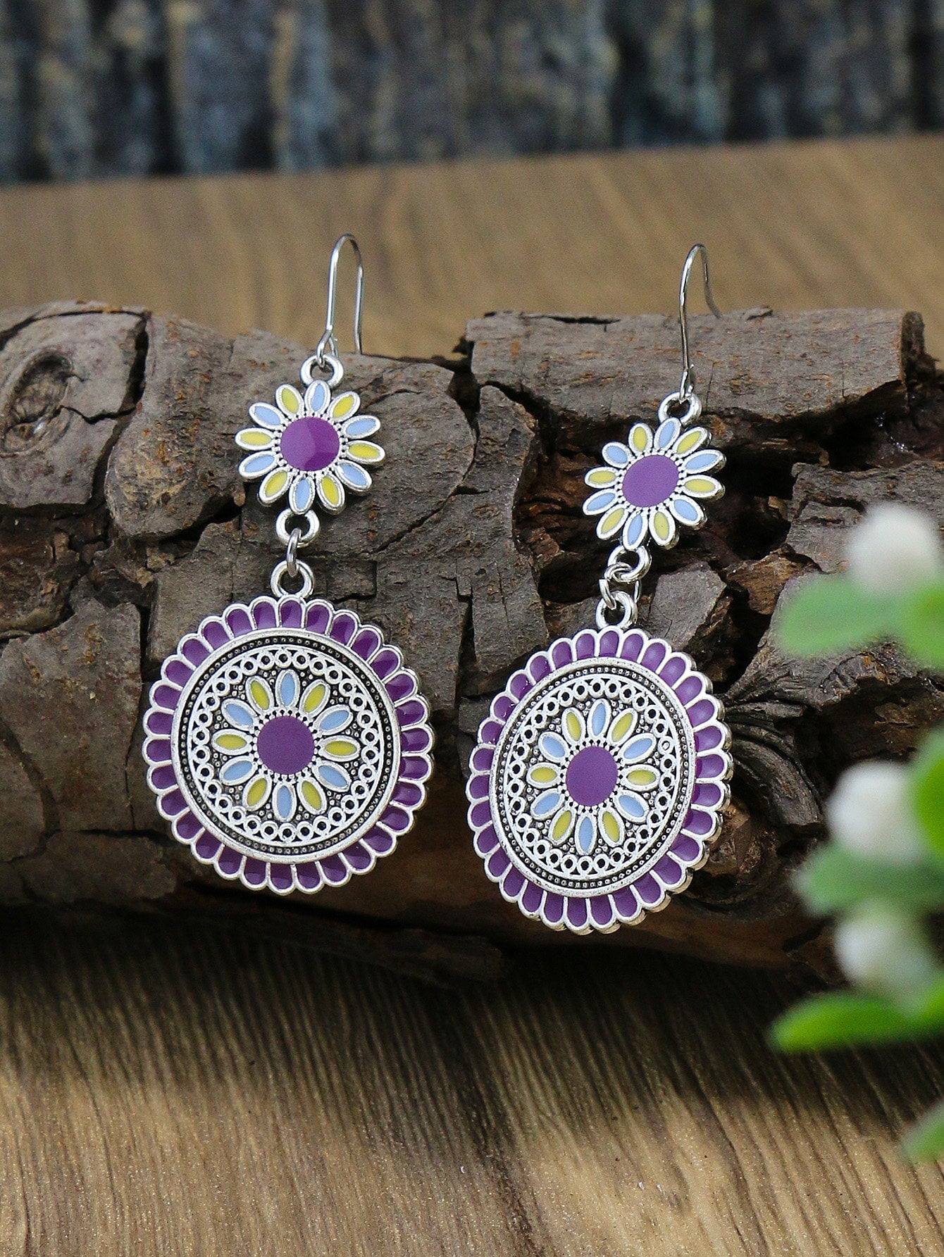 Bohemian Round Flower Drop Earrings