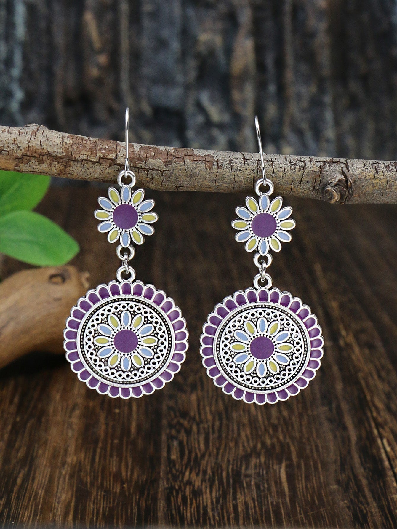 Bohemian Round Flower Drop Earrings