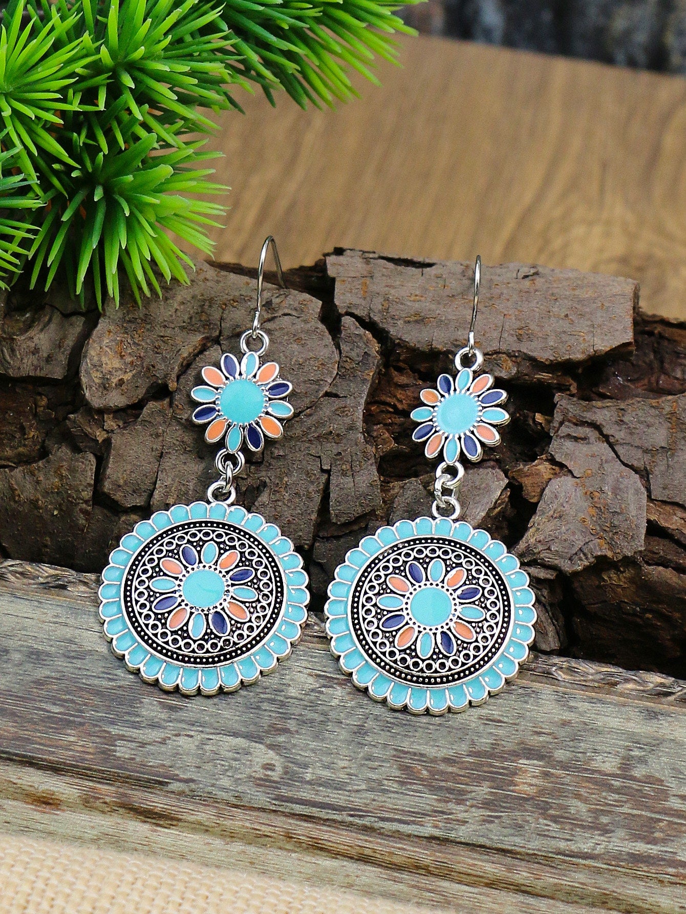 Bohemian Round Flower Drop Earrings