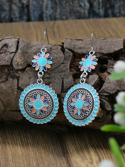 Bohemian Round Flower Drop Earrings