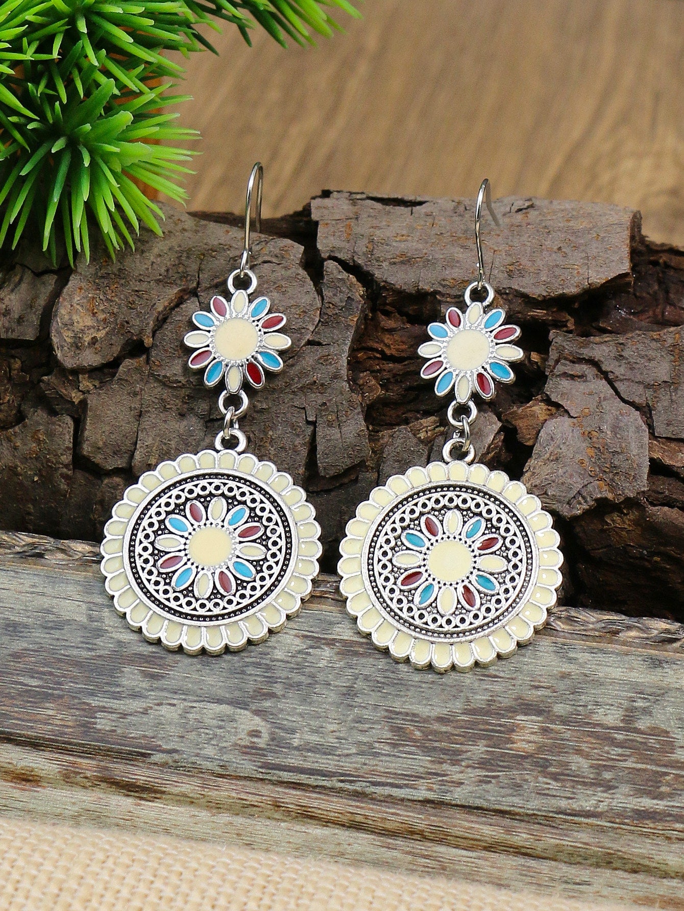 Bohemian Round Flower Drop Earrings