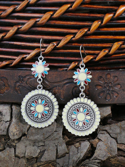 Bohemian Round Flower Drop Earrings