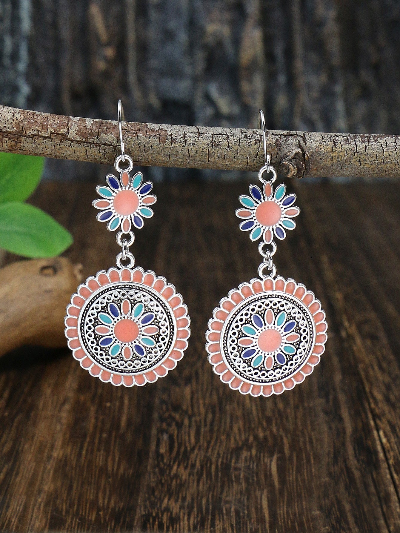 Bohemian Round Flower Drop Earrings