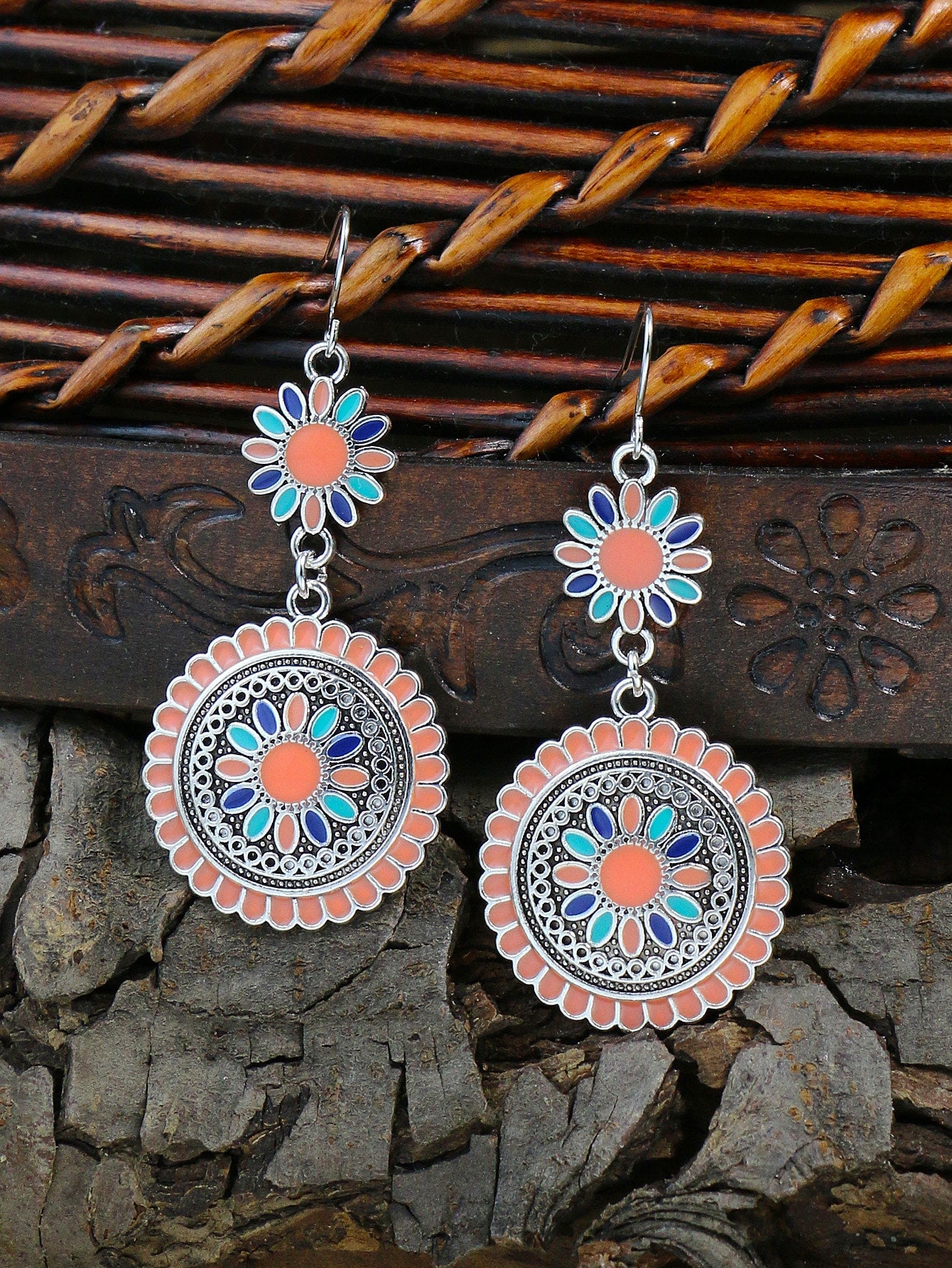 Bohemian Round Flower Drop Earrings