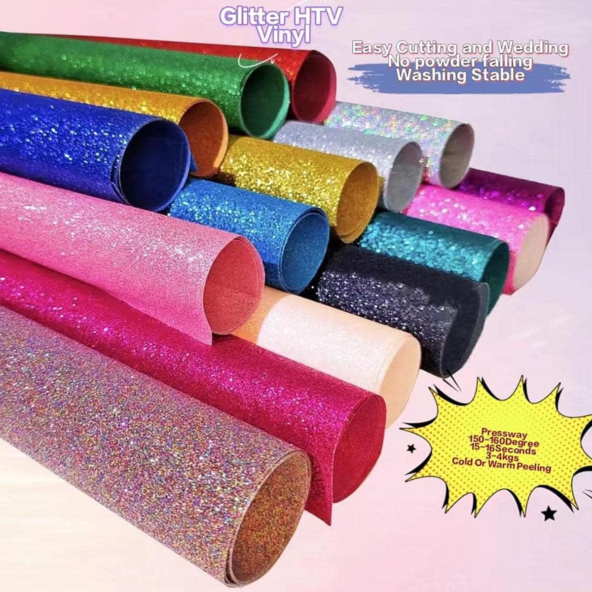 Glitter Heat Transfer Vinyl HTV Film DIY Custom Clothing