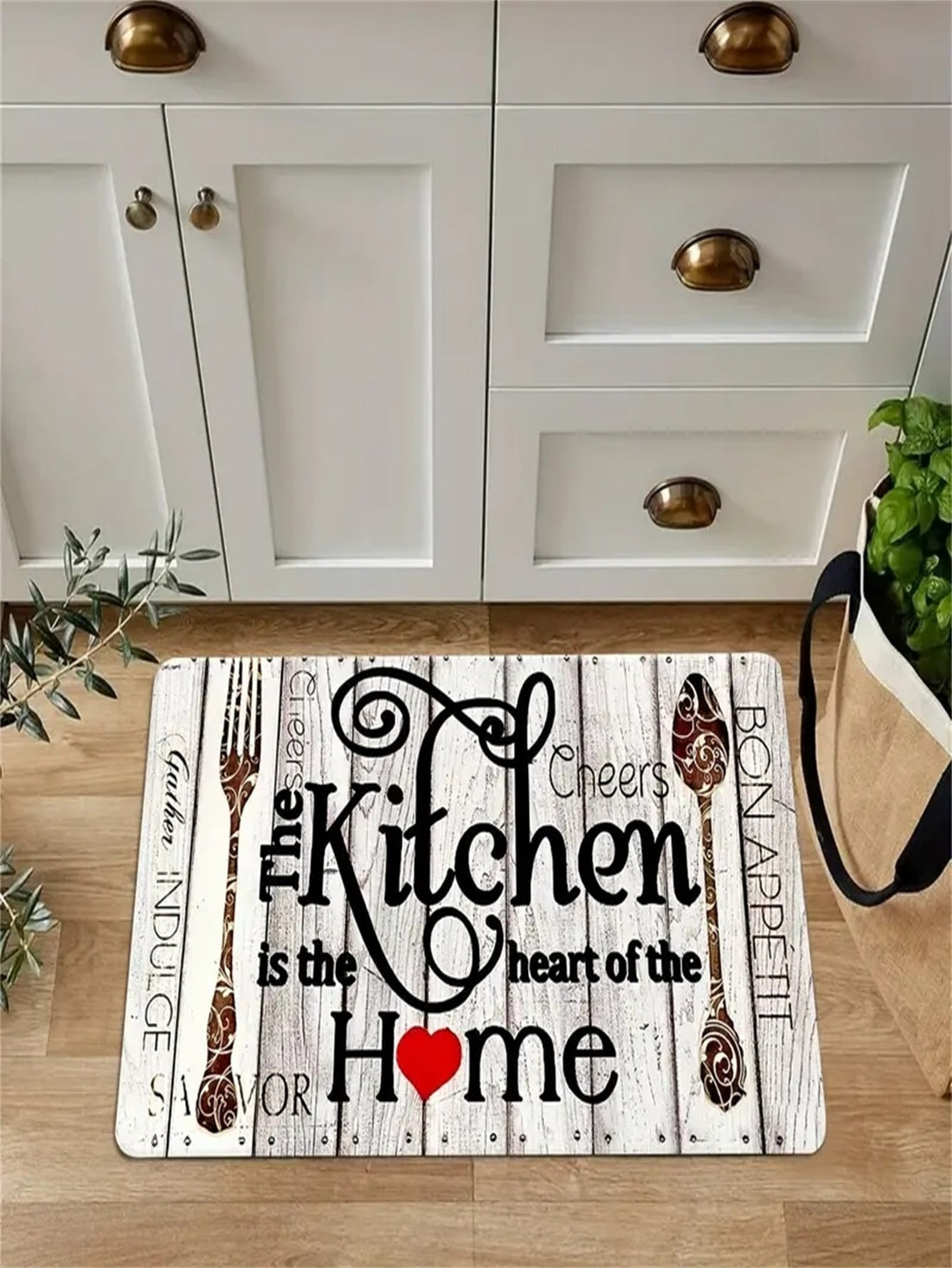 1pc Farmhouse Kitchen Mat Set With 2 Mats - Cushioned Anti fatigue Comfort Mats - Waterproof And Non slip