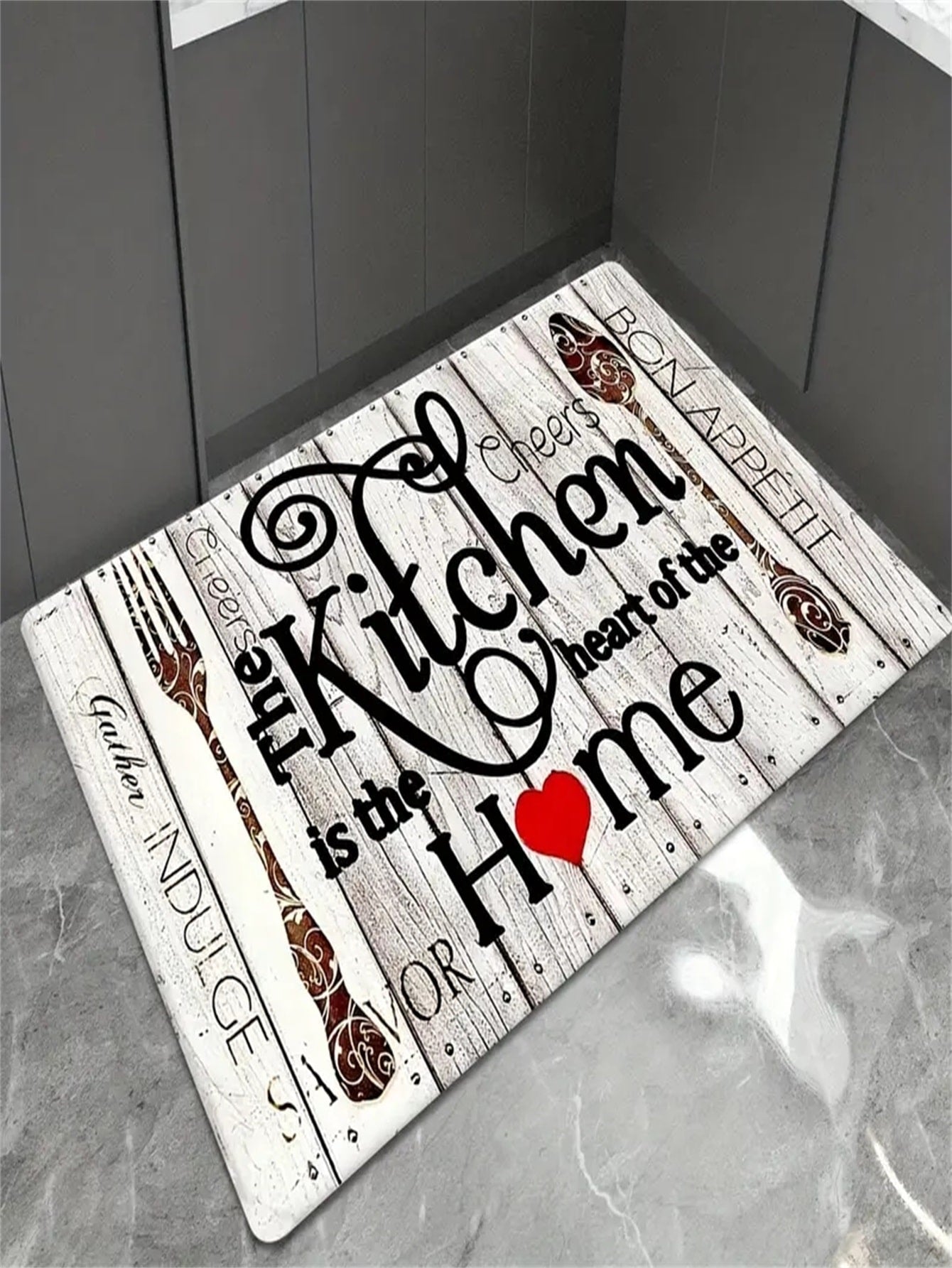 1pc Farmhouse Kitchen Mat Set With 2 Mats - Cushioned Anti fatigue Comfort Mats - Waterproof And Non slip