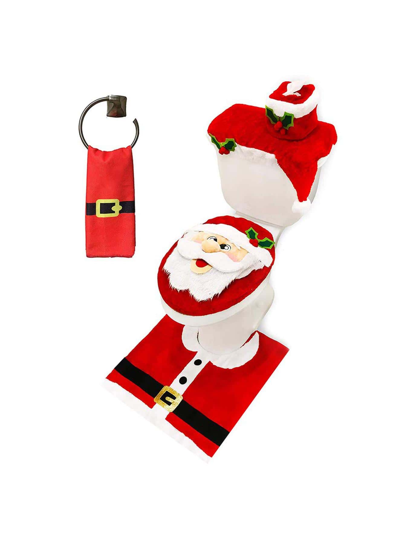 JOYIN 5 Pieces Christmas Theme Bathroom Decoration Set